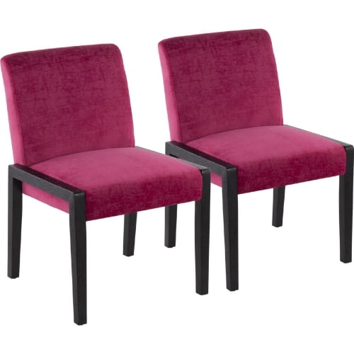 Carmen Dining Chair in Black Wood & Crushed Hot Pink Velvet (Set of 2)